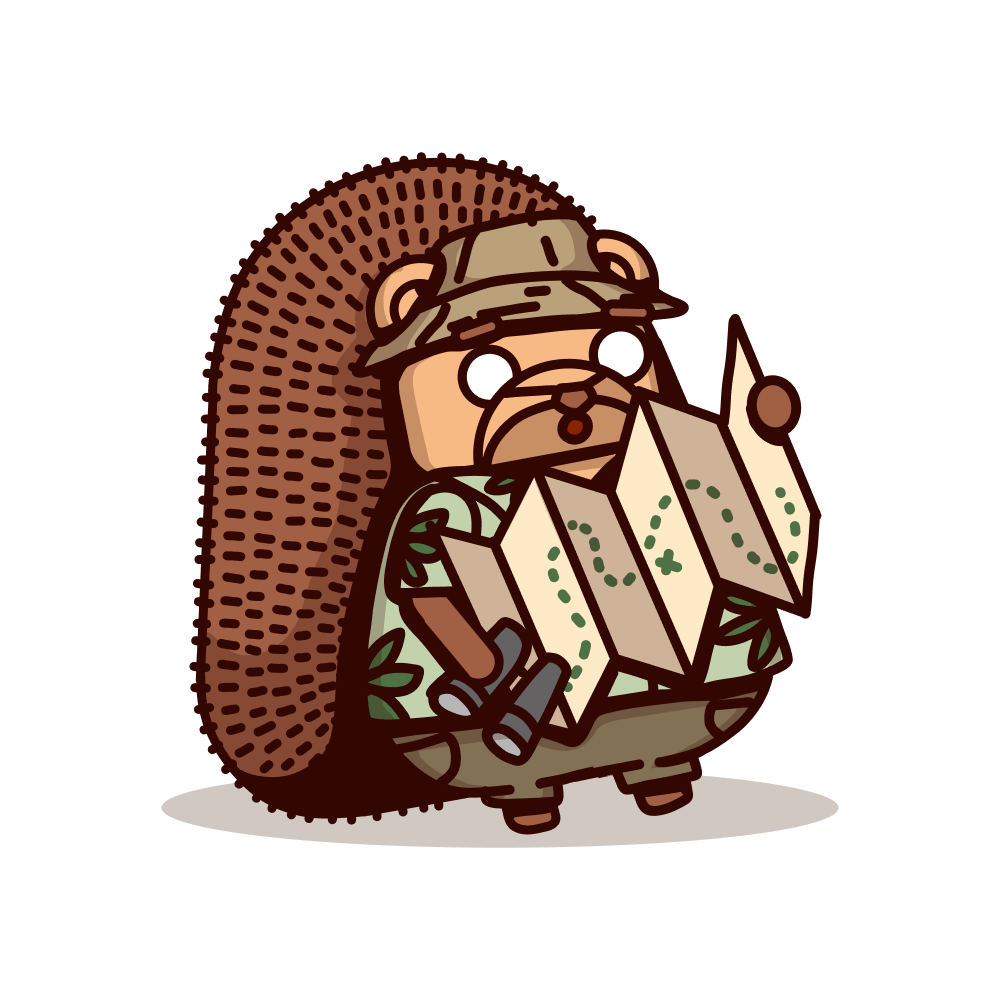 Explorer hedgehog holding a folded map